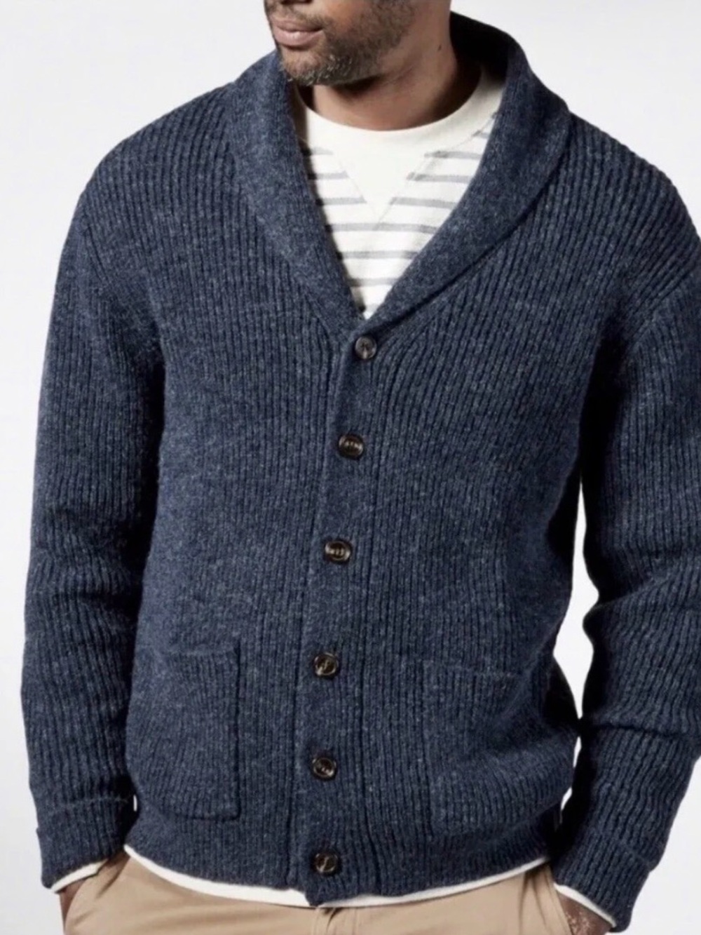 LINE OF TRADE 100% Shetland wool sz L Button Cardigan Sweater men